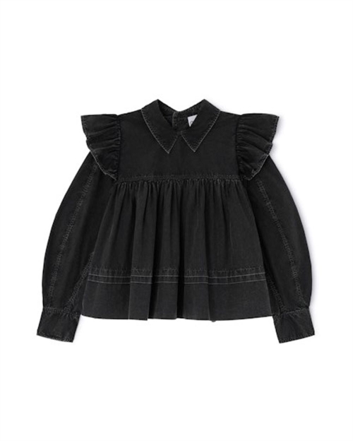 GANNI A1040061 FLÆSEBLUSE JET BLACK